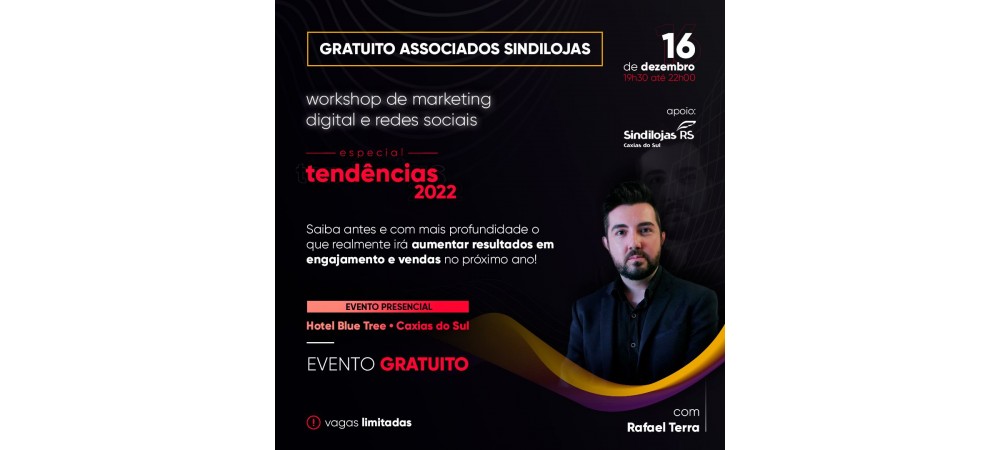 Sindilojas Caxias apoia o Curso de Marketing Digital e Mídias Sociais com Rafael Terra